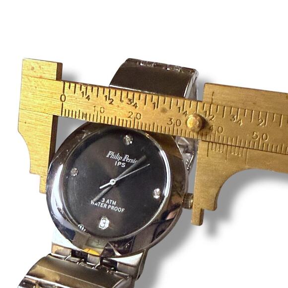 NOS Philip Persio Watch Mens Stainless Steel 38mm Polished Brushed Date Quartz - Picture 8 of 10